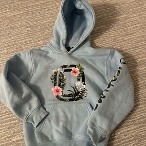 Overtime Blue Floral Hoodie Sweatshirt